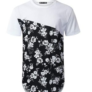 Mens Hipster Hip Hop Floral Graphic T-Shirt